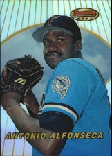 1996 Bowman's Best Refractors Marlins Baseball Card #107 Antonio Alfonseca