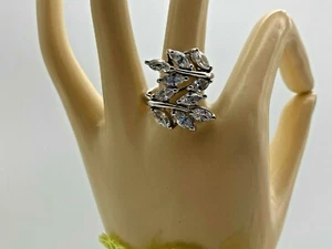 925 Sterling Silver Vintage Ring Rhinestone Crystal Size J 5.06g - Picture 1 of 9