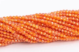 "Cuentas de circonio cúbico marrón naranja de 2 mm AAA cuentas sueltas redondas facetadas facetadas de 14,5" - Imagen 1 de 3