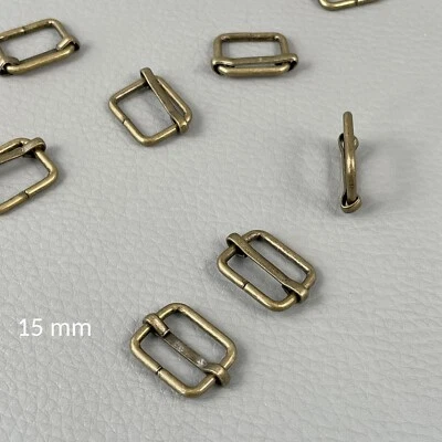 Boucle coulissante métal sangle 15 mm aspect laiton antique tarif dégressif - Photo 1/3