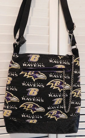 Baltimore Ravens Team Logo Fabric Purse w/Faux Leather Bottom, Adj. Strap, NWOT Cover