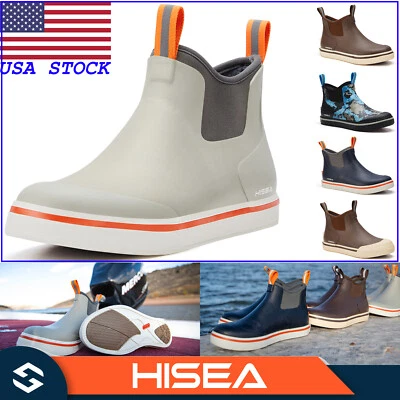 HISEA Men's Ankle Deck Boots Waterproof Anti-Slip Fishing Garden Work Rain Boots - Image 1 of 4