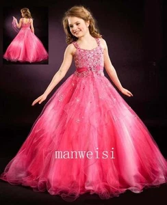 Girl Flower Dress Pageant Ball Gown Princess Party Prom Birthday Fluffy Gown NEW - Picture 1 of 5