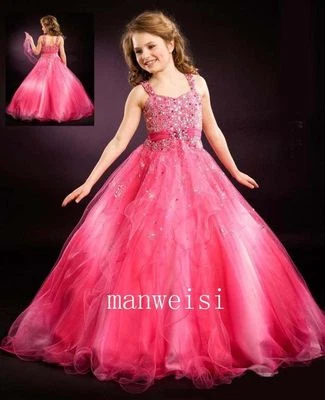 Girl Flower Dress Pageant Ball Gown Princess Party Prom Birthday Fluffy Gown NEW - Image 1 of 4