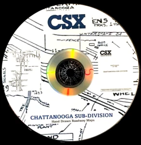 CSX 1996 Chattanooga Sub-Division mappe stradali disegnate a mano pagine PDF su DVD - Foto 1 di 5