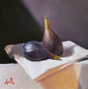 Still Life Two Figs Original Kunst Ölgemälde: Direkt aus J Smith Studio - Bild 1 von 3