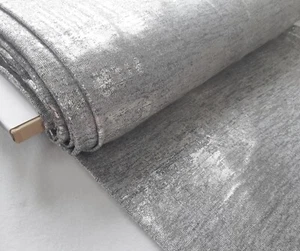 Silver Grey Marl Stretch Fabric Knit Jersey Shiny Slinky Dress T Shirt Material - Picture 1 of 6