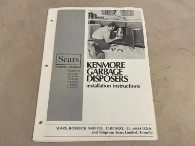 Sears Kenmore Garbage Disposers, Installation  & Operating Instructions - Image 1 of 4