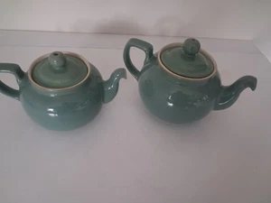 Pair of (2) Denby Vintage Manor Green Stoneware Teapots- 1.25 and .75 pints- VGC - Picture 1 of 6