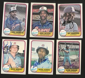 Lote x6 Fleer Atlanta Braves 1981 firmado 💎 Autógrafos en persona automáticos - Imagen 1 de 1