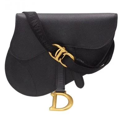 Dior Saddle Aged Gold Hardware Shoulder Bag saddle bag Black Leather from japan - Image 1 of 4
