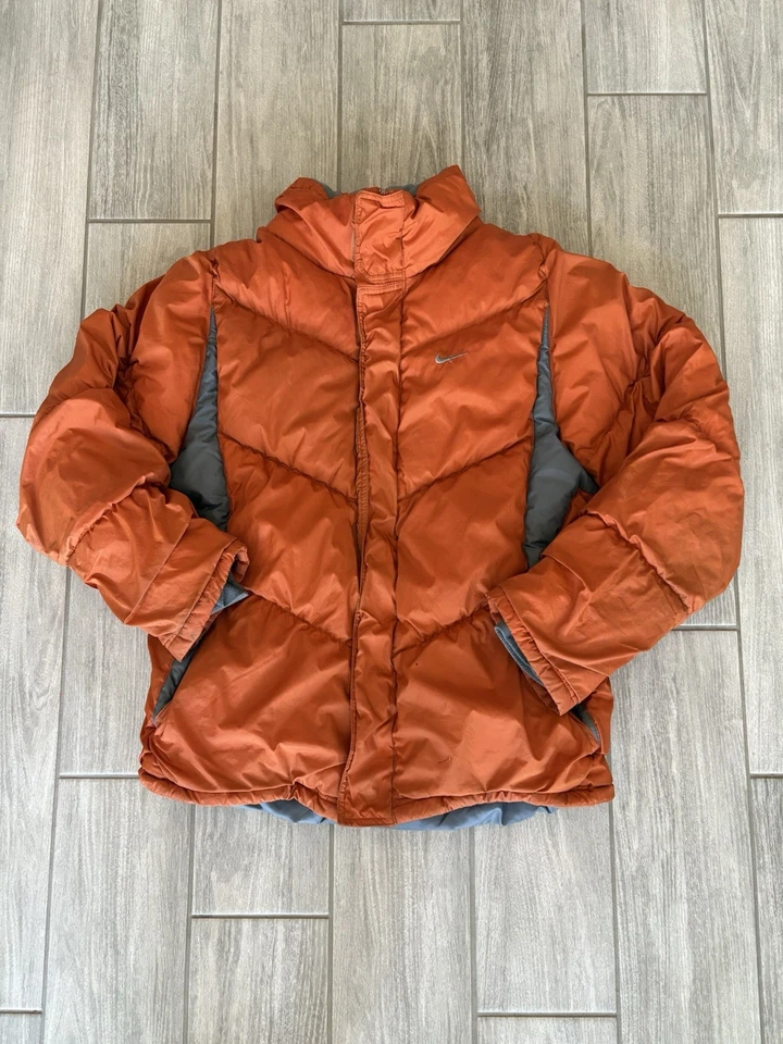 Chaqueta acolchada vintage Nike para hombre talla M naranja quemado Y2K chaqueta ligera rara Foto 1 de 4
