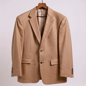 Loro Piana 100 % Kammgarn gesponnenes Kaschmir Sport Mantel hellbraun gold Trompeter Herren 42R - Bild 1 von 9