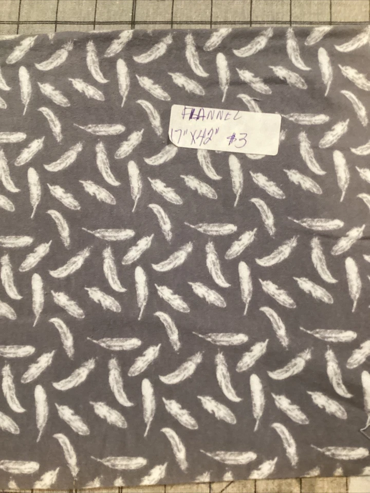 Nursery  Flannels Grey With White Feathers 17” X 42” - Image 1 of 1