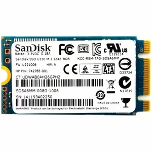 SanDisk U110 8GB M.2 SATA Ngff MLC 2242 SDSA6MM-0.3oz-1006 Disc 742783-001 - Picture 1 of 2