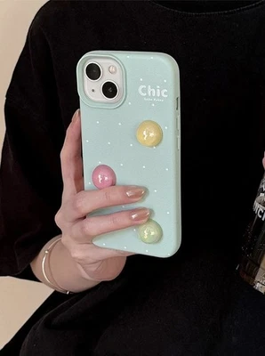 Case For iPhone 15 Pro Max 14 13 12 11 XR XS Cute 3D Colored Pearl Phone Cover - Image 1 of 4