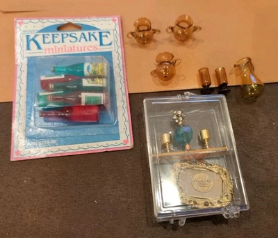 Casa de muñecas 1970 jarra de cristal de crisnbón conjunto de copas de metal recuerdo miniatura 16 Foto 1 de 4