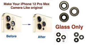 Back Camera Lens Glass w/ Adhesive for iPhone 12 Pro Max – 3pcs Set Replacement - Picture 1 of 3