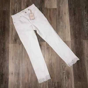 Ted Baker London Lillya Appliqué Hem Classic White Skinny Jeans Size 26 NWT - Picture 1 of 10