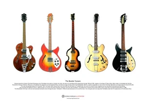 The Beatles Guitars ART POSTER A3 size - Picture 1 of 1