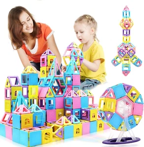 124PCS Magnetic Blocks Toys for 3 4 5 6 7+ Year Old Boys Girls Macaron Castle Ma - Picture 1 of 7