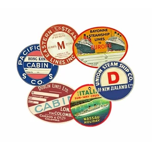 Hotel Luggage Labels & Baggage Stickers, 6 Steam Trunk REPRODUCTION Decal Tags - Bild 1 von 7