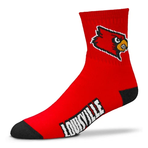 Louisville Cardinals NCAA FBF Team Color 1/4 Quarter Adult Socks - *Large Cover