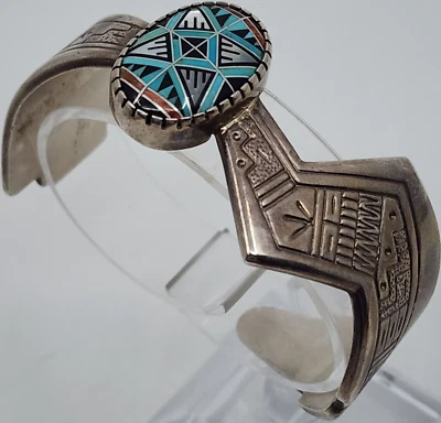 RMT Roderick Tenorio Native American Sterling Silver Turquoise Bracelet 6.25" - Image 1 of 4
