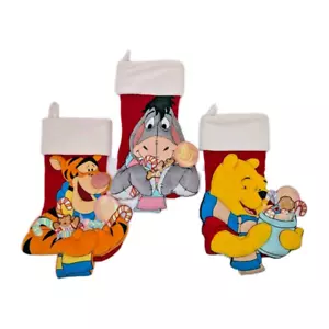Juego de 3 - Medias de Navidad 3D Vintage Disney Store 18" - Eeyore Tigger Pooh - Imagen 1 de 5