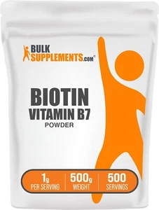 BulkSupplements Biotin 10000mcg Powder - Vitamin B7 - 1000mg Per Serving - Picture 1 of 12