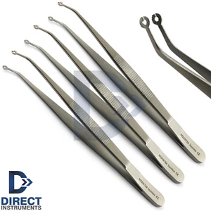 3Pcs Corn Suture Tweezers Angled Suture Holding Tissue Eyelet Surgical Forceps - Picture 1 of 6