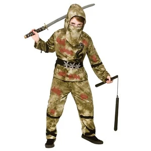 Boys Zombie Ninja Warrior Camouflage Halloween Fancy Dress Party Kids Costume - Picture 1 of 1