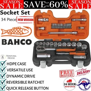 Bahco S330 34pce 1/4" & 3/8" Drive Metric Socket Set Reversible Mechanic Tool Ki - Picture 1 of 12
