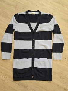 LACOSTE Blue Striped Button Down Sweater Cardigan- Size 42 L - Picture 1 of 6