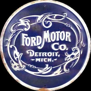 Ford Motor Co. Detroit Michigan 12" Embossed Circle Round Metal Sign FAST SHIP - Picture 1 of 1