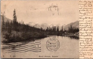 BOAT HOUSE Banff CANADA c1905 UDB Postcard - Picture 1 of 2