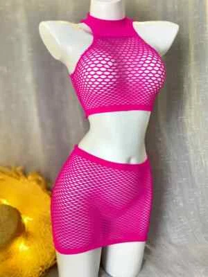 2pcs Sexy Women Pink One Size Fishnet Cover Up Hollow Out, Beach, Party, v1 - Image 1 of 3