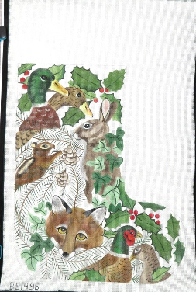 B Eyre/S Roberts Wildlife Heads Stocking Handpainted Needlepoint Canvas - Image 1 of 1