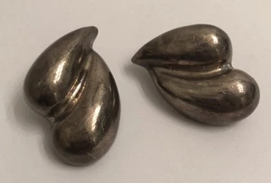 Pendientes con clip abstracto modernista hueco grande de plata esterlina 925 de colección de México - Imagen 1 de 7