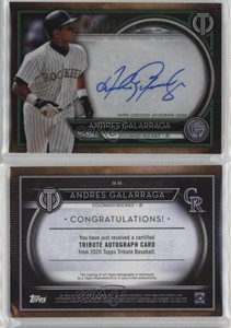 2020 Topps Tribute Tribute Auto Green /99 Andres Galarraga #TA-AG Auto