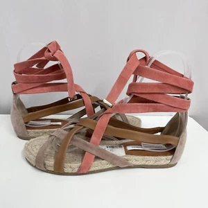 Diane Von Furstenberg Espadrille Shoes Mauve Coral Tan Strappy Tie Ups $248 8 M - Picture 1 of 9
