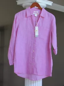 C&C California Pink 100% Linen Button Down Shirt Tunic Top Shirt Size XS NWT - Picture 1 of 2