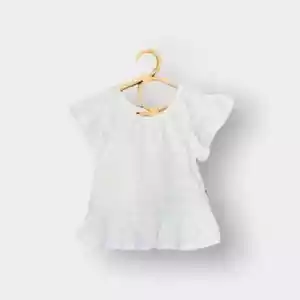 NWT Cat And Jack Girls White Ivory Cotton Floral Eyelet Ruffle Top Size 2T - Picture 1 of 12