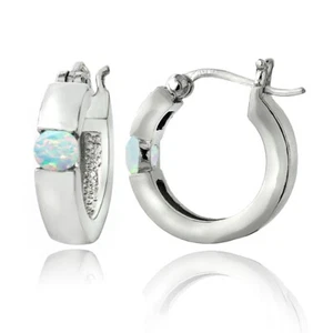 Orecchini Huggie Opale Argento 925 - Foto 1 di 3