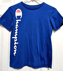CHAMPION T-SHIRT MANICHE CORTE RAGAZZO TAGLIA M BLU CON LETTERA OTTIME CONDIZIONI - Foto 1 di 3