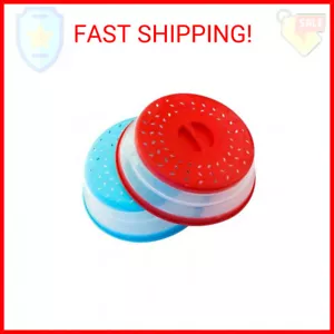 Pack of 2 Splatter Guard, Collapsible Microwave Food Cover, Colander Kitchen Gad - Picture 1 of 2