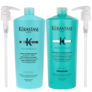 With Pumps Kerastase Resistance Bain & Fondant Extentioniste 1000ml / 34oz - Picture 1 of 1