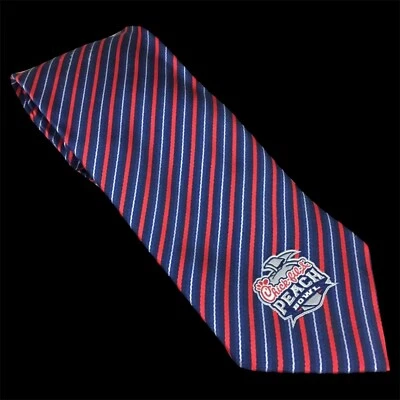 CHICK-FIL-A Men's Peach Bowl NCAA College Football Striped Silk Tie - Image 1 of 4