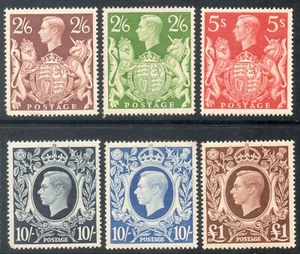 1939 George 6th High Value stamps set (6) M/M MH SG476 - 478c inc dark Blue - Picture 1 of 2