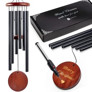 EverNice 32in Memorial Wind Chimes, Deep Tone, Sympathy Gift for Loss, Mom Black - Picture 1 of 9